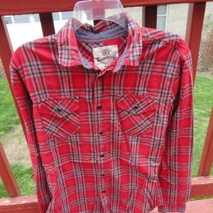 VTG Roebuck & Co Pearl snap plaid Western style button up shirt~EUC~Med